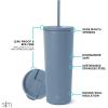 image:imageSimple Modern Insulated Tumbler with Lid and Straw  Iced Coffee Cup Reusable Stainless Steel Water Bottle Travel Mug  Gifts for Women Men Her Him  Classic Collection  24oz  Lavender MistBlue Dune