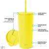 image:imageSimple Modern Insulated Tumbler with Lid and Straw  Iced Coffee Cup Reusable Stainless Steel Water Bottle Travel Mug  Gifts for Women Men Her Him  Classic Collection  24oz  Lavender MistCanary