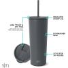 image:imageSimple Modern Insulated Tumbler with Lid and Straw  Iced Coffee Cup Reusable Stainless Steel Water Bottle Travel Mug  Gifts for Women Men Her Him  Classic Collection  24oz  Lavender MistGraphite