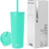 image:imageSimple Modern Insulated Tumbler with Lid and Straw  Iced Coffee Cup Reusable Stainless Steel Water Bottle Travel Mug  Gifts for Women Men Her Him  Classic Collection  24oz  Lavender MistTropical Wave