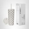 image:imageSimple Modern Insulated Tumbler with Lid and Straw  Iced Coffee Cup Reusable Stainless Steel Water Bottle Travel Mug  Gifts for Women Men Her Him  Classic Collection  24oz  Lavender MistPattern Checkmate