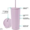 image:imageSimple Modern Insulated Tumbler with Lid and Straw  Iced Coffee Cup Reusable Stainless Steel Water Bottle Travel Mug  Gifts for Women Men Her Him  Classic Collection  24oz  Lavender MistLavender Mist