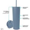 image:imageSimple Modern Insulated Tumbler with Lid and Straw  Iced Coffee Cup Reusable Stainless Steel Water Bottle Travel Mug  Gifts for Women Men Her Him  Classic Collection  24oz  Lavender MistBlue Dune