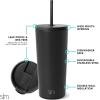 image:imageSimple Modern Insulated Tumbler with Lid and Straw  Iced Coffee Cup Reusable Stainless Steel Water Bottle Travel Mug  Gifts for Women Men Her Him  Classic Collection  24oz  Lavender Mist Midnight Black