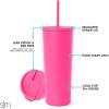 image:imageSimple Modern Insulated Tumbler with Lid and Straw  Iced Coffee Cup Reusable Stainless Steel Water Bottle Travel Mug  Gifts for Women Men Her Him  Classic Collection  24oz  Lavender MistRaspberry Vibes