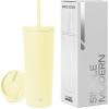 image:imageSimple Modern Insulated Tumbler with Lid and Straw  Iced Coffee Cup Reusable Stainless Steel Water Bottle Travel Mug  Gifts for Women Men Her Him  Classic Collection  24oz  Lavender MistButtercup