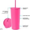 image:imageSimple Modern Insulated Tumbler with Lid and Straw  Iced Coffee Cup Reusable Stainless Steel Water Bottle Travel Mug  Gifts for Women Men Her Him  Classic Collection  24oz  Lavender MistRaspberry Vibes
