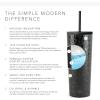 image:imageSimple Modern Insulated Tumbler with Lid and Straw  Iced Coffee Cup Reusable Stainless Steel Water Bottle Travel Mug  Gifts for Women Men Her Him  Classic Collection  24oz  Lavender MistPattern Black Leopard