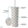 image:imageSimple Modern Insulated Tumbler with Lid and Straw  Iced Coffee Cup Reusable Stainless Steel Water Bottle Travel Mug  Gifts for Women Men Her Him  Classic Collection  24oz  Lavender MistPattern Checkmate