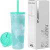 image:imageSimple Modern Insulated Tumbler with Lid and Straw  Iced Coffee Cup Reusable Stainless Steel Water Bottle Travel Mug  Gifts for Women Men Her Him  Classic Collection  24oz  Lavender MistPattern Ocean Tide