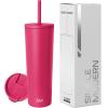 image:imageSimple Modern Insulated Tumbler with Lid and Straw  Iced Coffee Cup Reusable Stainless Steel Water Bottle Travel Mug  Gifts for Women Men Her Him  Classic Collection  24oz  Lavender MistBerry Twist