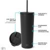 image:imageSimple Modern Insulated Tumbler with Lid and Straw  Iced Coffee Cup Reusable Stainless Steel Water Bottle Travel Mug  Gifts for Women Men Her Him  Classic Collection  24oz  Lavender Mist Midnight Black