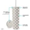 image:imageSimple Modern Insulated Tumbler with Lid and Straw  Iced Coffee Cup Reusable Stainless Steel Water Bottle Travel Mug  Gifts for Women Men Her Him  Classic Collection  24oz  Lavender MistPattern Checkmate