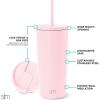 image:imageSimple Modern Insulated Tumbler with Lid and Straw  Iced Coffee Cup Reusable Stainless Steel Water Bottle Travel Mug  Gifts for Women Men Her Him  Classic Collection  24oz  Lavender MistBlush