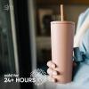 image:imageSimple Modern Insulated Tumbler with Lid and Straw  Iced Coffee Cup Reusable Stainless Steel Water Bottle Travel Mug  Gifts for Women Men Her Him  Classic Collection  24oz  Lavender MistPattern Lavender Checkmate