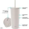 image:imageSimple Modern Insulated Tumbler with Lid and Straw  Iced Coffee Cup Reusable Stainless Steel Water Bottle Travel Mug  Gifts for Women Men Her Him  Classic Collection  24oz  Lavender MistAlmond Birch