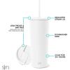 image:imageSimple Modern Insulated Tumbler with Lid and Straw  Iced Coffee Cup Reusable Stainless Steel Water Bottle Travel Mug  Gifts for Women Men Her Him  Classic Collection  24oz  Lavender MistWinter White