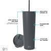 image:imageSimple Modern Insulated Tumbler with Lid and Straw  Iced Coffee Cup Reusable Stainless Steel Water Bottle Travel Mug  Gifts for Women Men Her Him  Classic Collection  24oz  Lavender MistGraphite