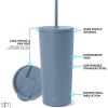 image:imageSimple Modern Insulated Tumbler with Lid and Straw  Iced Coffee Cup Reusable Stainless Steel Water Bottle Travel Mug  Gifts for Women Men Her Him  Classic Collection  24oz  Lavender MistBlue Dune
