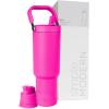 image:imageSimple Modern Trek Pivot  40oz Flip Straw Tumbler with Handle  Water Bottle amp Boot  Interchangeable Straw amp Chug Lids  Insulated Stainless Steel Jug  Gym Sports Outdoors  Sea Glass SageRaspberry Vibes