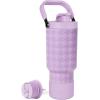 image:imageSimple Modern Trek Pivot  40oz Flip Straw Tumbler with Handle  Water Bottle amp Boot  Interchangeable Straw amp Chug Lids  Insulated Stainless Steel Jug  Gym Sports Outdoors  Sea Glass SagePattern Purple Breeze Houndstooth