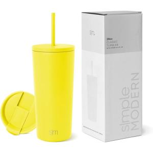 image:imageSimple Modern Insulated Tumbler with Lid and Straw  Iced Coffee Cup Reusable Stainless Steel Water Bottle Travel Mug  Gifts for Women Men Her Him  Classic Collection  24oz  Lavender MistCanary