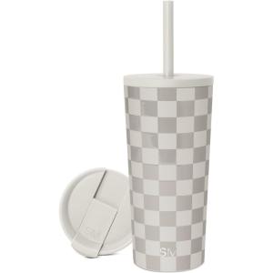 image:imageSimple Modern Insulated Tumbler with Lid and Straw  Iced Coffee Cup Reusable Stainless Steel Water Bottle Travel Mug  Gifts for Women Men Her Him  Classic Collection  24oz  Lavender MistPattern Checkmate