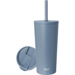 image:imageSimple Modern Insulated Tumbler with Lid and Straw  Iced Coffee Cup Reusable Stainless Steel Water Bottle Travel Mug  Gifts for Women Men Her Him  Classic Collection  24oz  Lavender MistBlue Dune