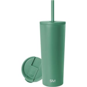 image:imageSimple Modern Insulated Tumbler with Lid and Straw  Iced Coffee Cup Reusable Stainless Steel Water Bottle Travel Mug  Gifts for Women Men Her Him  Classic Collection  24oz  Lavender MistBasil