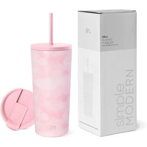 image:imageSimple Modern Insulated Tumbler with Lid and Straw  Iced Coffee Cup Reusable Stainless Steel Water Bottle Travel Mug  Gifts for Women Men Her Him  Classic Collection  24oz  Lavender MistPattern Blush Tie Dye