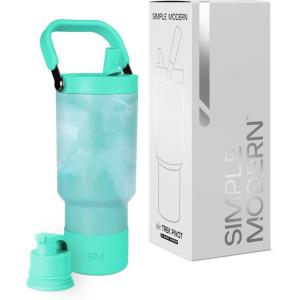image:imageSimple Modern Trek Pivot  40oz Flip Straw Tumbler with Handle  Water Bottle amp Boot  Interchangeable Straw amp Chug Lids  Insulated Stainless Steel Jug  Gym Sports Outdoors  Sea Glass SagePattern Ocean Tide