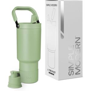 image:imageSimple Modern Trek Pivot  40oz Flip Straw Tumbler with Handle  Water Bottle amp Boot  Interchangeable Straw amp Chug Lids  Insulated Stainless Steel Jug  Gym Sports Outdoors  Sea Glass SageMeadow Mist