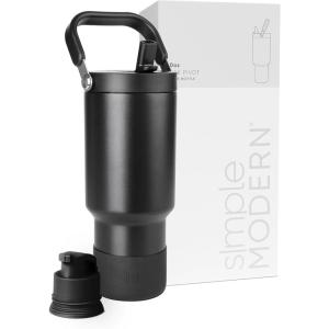 image:imageSimple Modern Trek Pivot  40oz Flip Straw Tumbler with Handle  Water Bottle amp Boot  Interchangeable Straw amp Chug Lids  Insulated Stainless Steel Jug  Gym Sports Outdoors  Sea Glass Sage Midnight Black