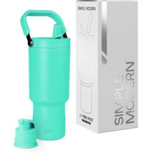 image:imageSimple Modern Trek Pivot  40oz Flip Straw Tumbler with Handle  Water Bottle amp Boot  Interchangeable Straw amp Chug Lids  Insulated Stainless Steel Jug  Gym Sports Outdoors  Sea Glass SageTropical Wave