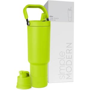 image:imageSimple Modern Trek Pivot  40oz Flip Straw Tumbler with Handle  Water Bottle amp Boot  Interchangeable Straw amp Chug Lids  Insulated Stainless Steel Jug  Gym Sports Outdoors  Sea Glass SageGreen Apple