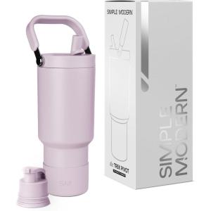 image:imageSimple Modern Trek Pivot  40oz Flip Straw Tumbler with Handle  Water Bottle amp Boot  Interchangeable Straw amp Chug Lids  Insulated Stainless Steel Jug  Gym Sports Outdoors  Sea Glass SageLavender Mist