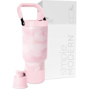 image:imageSimple Modern Trek Pivot  40oz Flip Straw Tumbler with Handle  Water Bottle amp Boot  Interchangeable Straw amp Chug Lids  Insulated Stainless Steel Jug  Gym Sports Outdoors  Sea Glass SagePattern Blush Tie Dye