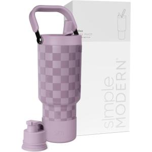 image:imageSimple Modern Trek Pivot  40oz Flip Straw Tumbler with Handle  Water Bottle amp Boot  Interchangeable Straw amp Chug Lids  Insulated Stainless Steel Jug  Gym Sports Outdoors  Sea Glass SagePattern Lavender Checkmate