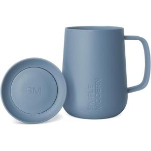 image:imageSimple Modern Voyager Signature Mug  Travel Coffee Tumbler with 360 Lid and Handle  CeramicLined Insulated Stainless Steel Iced Cold Brew Cup  12oz ForestBlue Dune