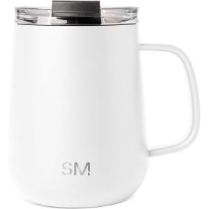 image:imageSimple Modern Voyager Signature Mug  Travel Coffee Tumbler with 360 Lid and Handle  CeramicLined Insulated Stainless Steel Iced Cold Brew Cup  12oz ForestWinter White