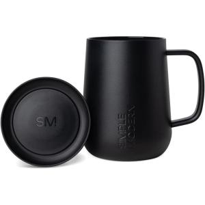 image:imageSimple Modern Voyager Signature Mug  Travel Coffee Tumbler with 360 Lid and Handle  CeramicLined Insulated Stainless Steel Iced Cold Brew Cup  12oz Forest Midnight Black
