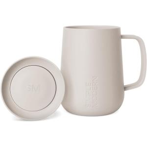 image:imageSimple Modern Voyager Signature Mug  Travel Coffee Tumbler with 360 Lid and Handle  CeramicLined Insulated Stainless Steel Iced Cold Brew Cup  12oz ForestAlmond Birch
