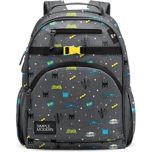 image:imageSimple Modern Large Minecraft Kids Backpack for School Girls and Boys  Elementary Backpack for Teen  Fletcher Collection  Kids  16 tall  Minecraft MashupDc Batman Pow