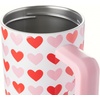 image:imageSimple Modern 40 oz Trek Tumbler with Handle and Straw Lid  Cup Holder Friendly Insulated Stainless Steel Travel Mug  Raspberry VibesHearts on White