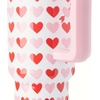 image:imageSimple Modern 40 oz Trek Tumbler with Handle and Straw Lid  Cup Holder Friendly Insulated Stainless Steel Travel Mug  Raspberry VibesHearts on White