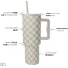 image:imageSimple Modern 40 oz Trek Tumbler with Handle and Straw Lid  Cup Holder Friendly Insulated Stainless Steel Travel Mug  Raspberry VibesPattern Checkmate