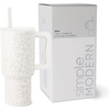 image:imageSimple Modern 40 oz Trek Tumbler with Handle and Straw Lid  Cup Holder Friendly Insulated Stainless Steel Travel Mug  Raspberry VibesPattern Cream Leopard