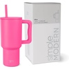image:imageSimple Modern 40 oz Trek Tumbler with Handle and Straw Lid  Cup Holder Friendly Insulated Stainless Steel Travel Mug  Raspberry VibesRaspberry Vibes