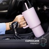 image:imageSimple Modern 40 oz Trek Tumbler with Handle and Straw Lid  Cup Holder Friendly Insulated Stainless Steel Travel Mug  Raspberry VibesWinter White