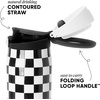 image:imageSimple Modern Mesa Loop Water Bottle with Covered Straw and Handle  30oz Cup Holder Friendly Insulated Stainless Steel Bottles for Travel Sports and School  Seaside StripesPattern Black and White Checkmate